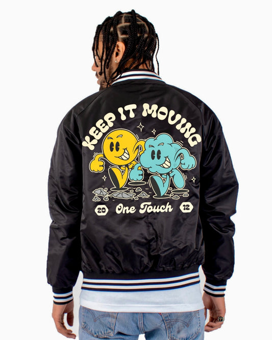 “Keep It Moving” Varsity Bomber Jacket